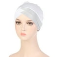 thumbnail image 1 of SOOMLON Turban Head Wraps for Women Patchwork Ruffle Hat Headwear Head Wraps Turbans Beanie Cap Headwraps Cute Hats Ramadan White One Size, 1 of 2