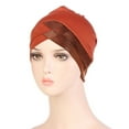 thumbnail image 1 of SOOMLON Turbans for Women Patchwork Ruffle Hat Headwear Head Wraps Turbans Beanie Cap Headwraps Mom Hat Ramadan Red One Size, 1 of 2