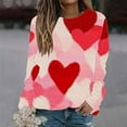 thumbnail image 1 of SOOMLON Valentine's Day Outfits Women Couple Valentines Gift Casual Long Sleeve Crewneck Tops Cute Love Heart Print Tees Trendy Valentines Outfits 2025 Multicolor L, 1 of 5