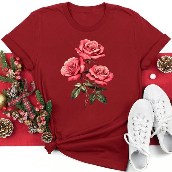 SOOMLON Valentine's Day Outfits Women Couple Valentines Gift Loose Short Sleeve Crew Neck Shirts Cute Heart Print Tshirts Trendy Valentines Clothes 2025 Red XL