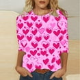 thumbnail image 1 of SOOMLON Valentine's Day Tops for Women Couple Valentines Gift Comfy 3/4 Sleeve Scoop Neck Shirts Funny Love Heart Graphic Blouses Fashion Valentines Outfits 2025 Multicolor XL, 1 of 5