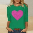 thumbnail image 1 of SOOMLON Valentine's Day Tshirt Women Girl Friend Valentines Gift Tunic 3/4 Sleeve Crew Neck Tops Funny Love Heart Graphic Tops Fashion Festival Outfits 2025 Green M, 1 of 4