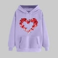 thumbnail image 1 of SOOMLON Valentines Day Hoodies Women Lover Valentines Gift Plus Size Casual Long Sleeve Round Neck Sweatshirts Tops Cute Heart Print Pullovers Shirts Trendy Holiday Clothes 2025 Purple 2XL, 1 of 5