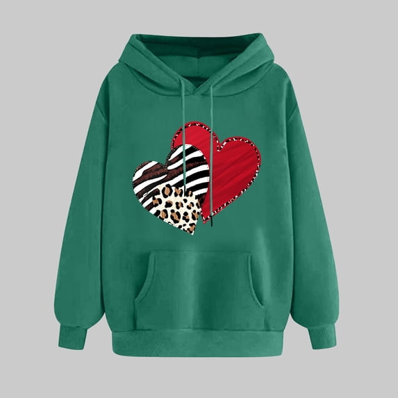 SOOMLON Valentines Day Hoodies for Women Lover Valentines Gift Plus Size Tunic Long Sleeve Crewneck Sweatshirts Tops Funny Heart Graphic Pullovers Shirts Fashion Holiday Outfits 2025 Army Green XL