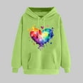 thumbnail image 1 of SOOMLON Valentines Day Hoodies for Women Lover Valentines Gift Plus Size Tunic Long Sleeve Scoop Neck Sweatshirts Tops Funny Love Heart Graphic Pullovers Shirts Fashion Holiday Clothes 2025 Green M, 1 of 5