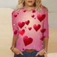 thumbnail image 1 of SOOMLON Valentines Day Shirts Women Couple Valentines Gift Casual 3/4 Sleeve Scoop Neck T Shirts Cute Love Heart Print Blouses Trendy Valentines Clothes 2025 Hot Pink XL, 1 of 5