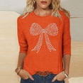 thumbnail image 1 of SOOMLON Valentines Day Shirts Women Lover Valentines Gift Tunic 3/4 Sleeve Scoop Neck T Shirts Funny Love Heart Print Tshirts Fashion Holiday Clothes 2025 Orange M, 1 of 4