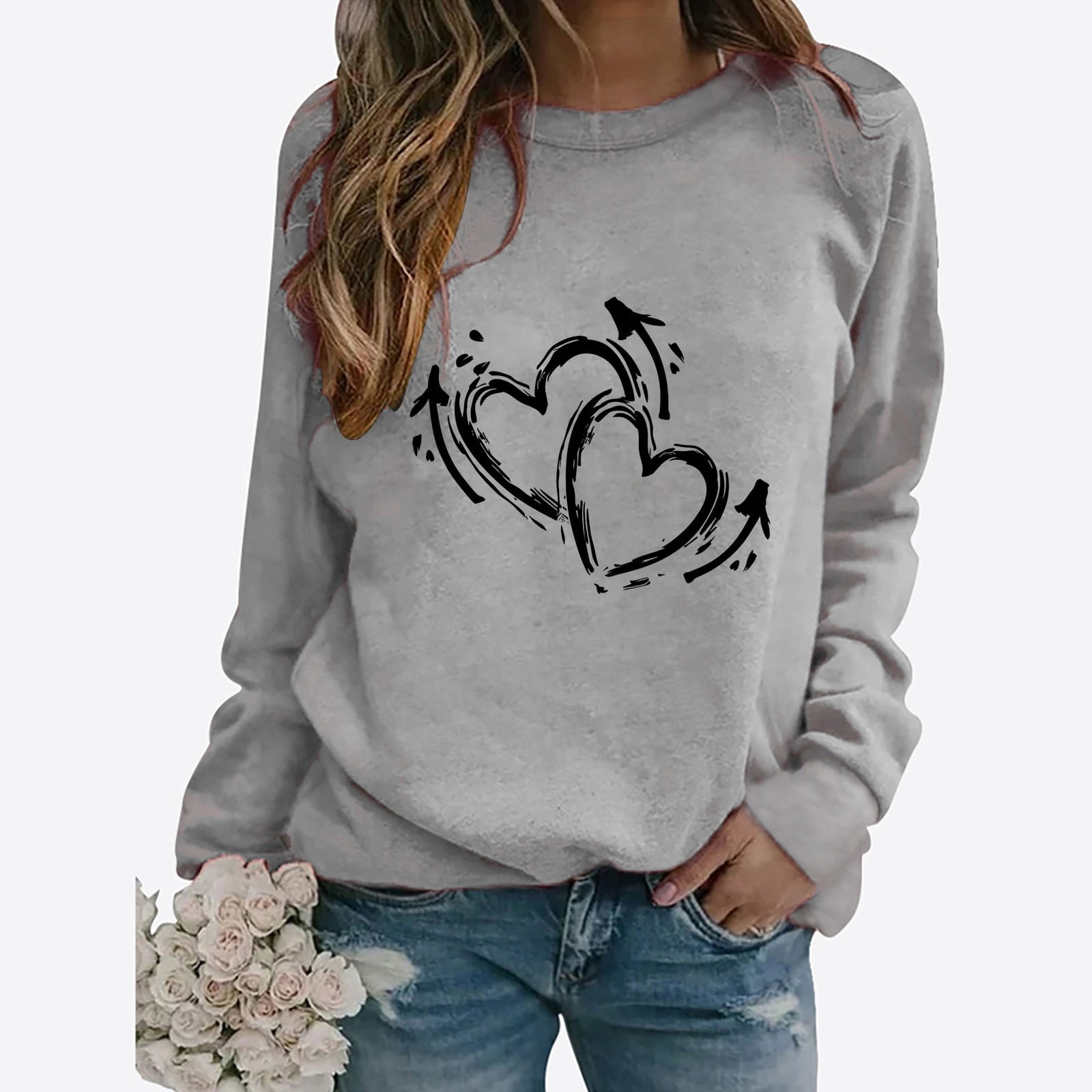 SOOMLON Valentines Day Shirts Womens Couple Valentines Gift Comfy Long