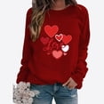 thumbnail image 1 of SOOMLON Valentines Day Shirts Womens Girl Friend Valentines Gift Tunic Long Sleeve Round Neck Shirts Funny Heart Print Tee Shirts Fashion Festival Clothes 2025 Wine S, 1 of 3