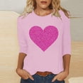 thumbnail image 1 of SOOMLON Valentines Day Tops Women Girl Friend Valentines Gift Loose 3/4 Sleeve Crew Neck Shirts Cute Heart Graphic Tshirts Trendy Festival Clothes 2025 Pink L, 1 of 4
