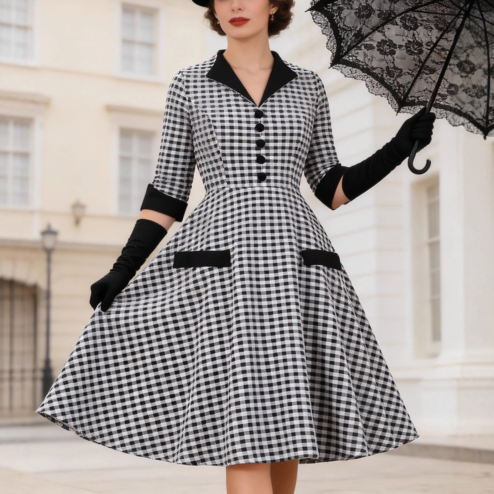 skater wedding dress guest Soomlon Wedding Guest Dresses for Women Plus Size Plaid Skater Dress Elegant Maxi Dresses Flowy Summer Prom Clothes, Women's, Size: Large, Black