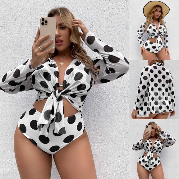 SOOMLON Women 2023 Brazilian Bikini Swimsuit Bathing Suit Long Sleeve Bathing Suit Plus Size Bikini Summer Bikini Women's 2023 Summer Fashion Gifts for Women Y2k Clothing White XXXL