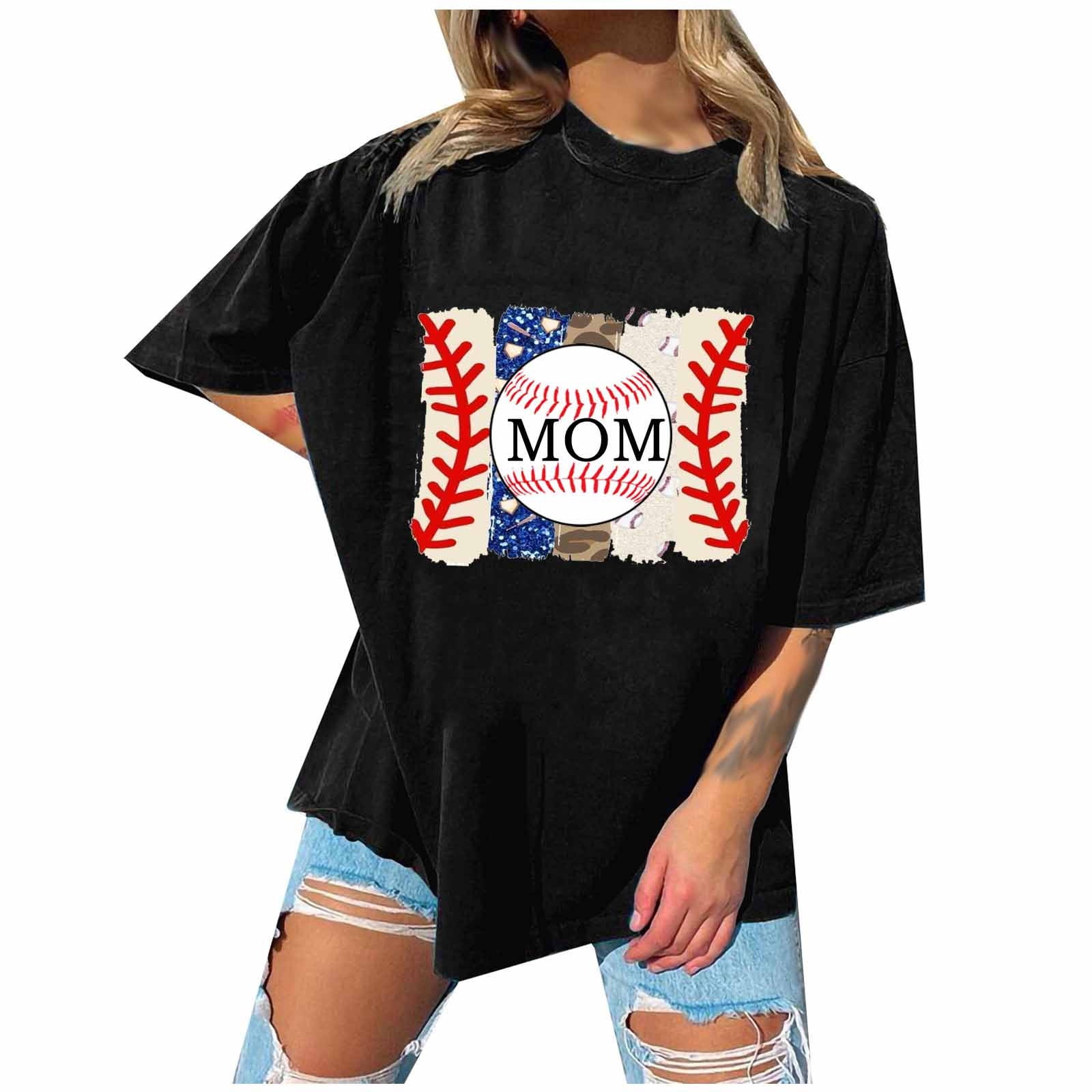 SOOMLON Women Funny Mom Shirts Sports Tops for Mom Fans Apparel