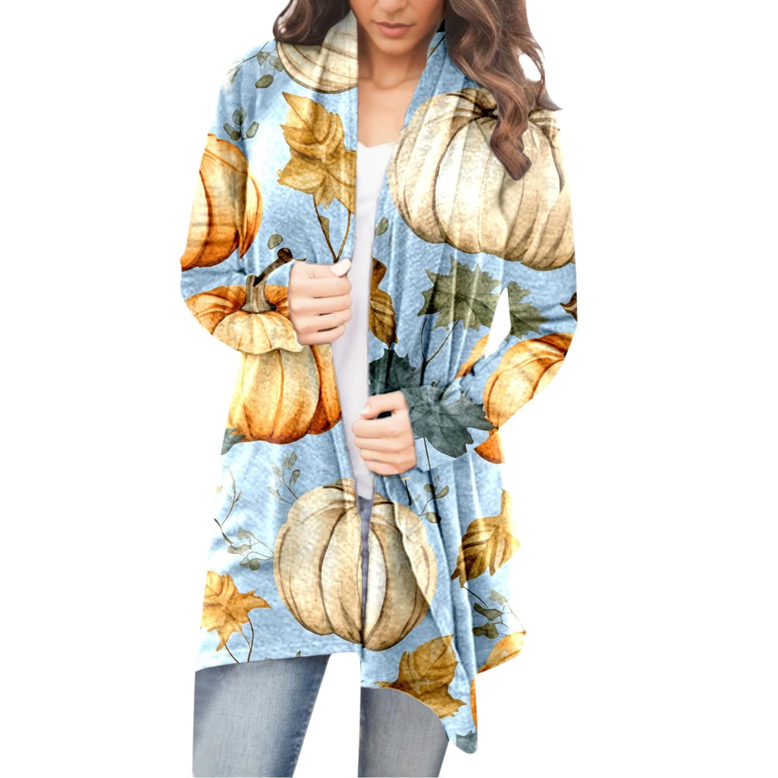 SOOMLON Women Halloween Pumpkin Cardigans 2023 Open Front Long Sleeve