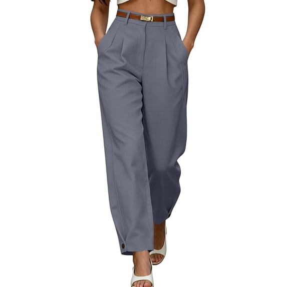 SOOMLON Women High Waisted Work Pants Plus Size Button Zip Trousers Dressy Slacks Pants with Pockets Casual Work Clothes
