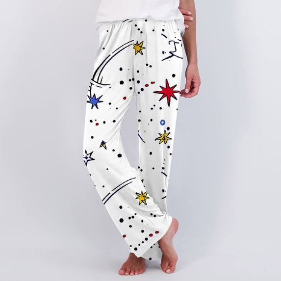 SOOMLON Women Pajama Pants Long Cozy Funny Graphic Pajama Bottoms Adult Tall Warm Winter Lounge Sleepwear Pjs Pants Stretchy Cozy Straight Leg Pants Nightwear Colorful 2XL