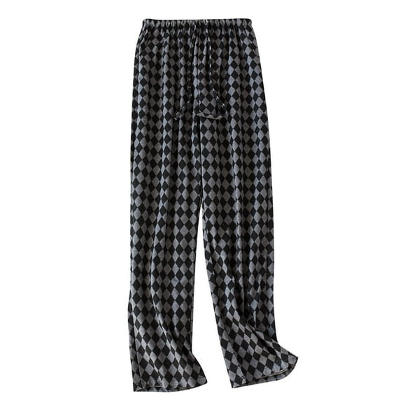 SOOMLON Women Pajama Pants Long Cozy Plaid Graphic Pajama Bottoms Adult Tall Warm Winter Lounge Sleepwear Pjs Pants Drawstring Stretchy Cozy Straight Leg Pants Nightwear Black XL