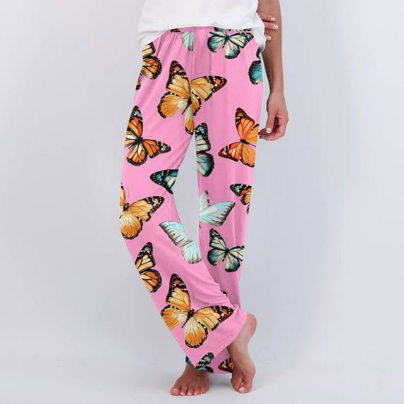 SOOMLON Women Pajama Pants Long Soft Funny Graphic Pajama Bottoms Adult Tall Warm Winter Lounge Sleepwear Sleep Pants Stretchy Comfy Wide Leg Pants Night Clothes Pink 2XL