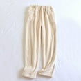 thumbnail image 1 of SOOMLON Women Pajama Pants Long Winter Comfy Flannel Solid Pajama Bottoms Adult Tall Warm Winter Plush Lounge Sleepwear Night Pants Stretchy Soft Straight Leg Pants Loungewear Beige XL, 1 of 3