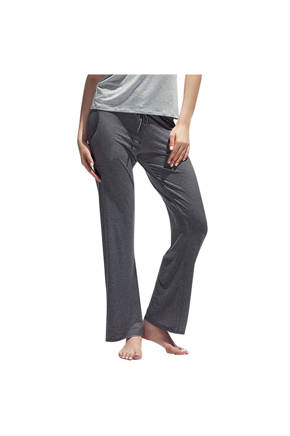 Women Pajama Pants Long Winter Soft Cotton Solid Pajama Bottoms Adult Loose Warm Winter Lounge Sleepwear Sleep Pants Drawstring Stretchy Comfy Yoga Pants Night Clothes with Pockets Dark Gray