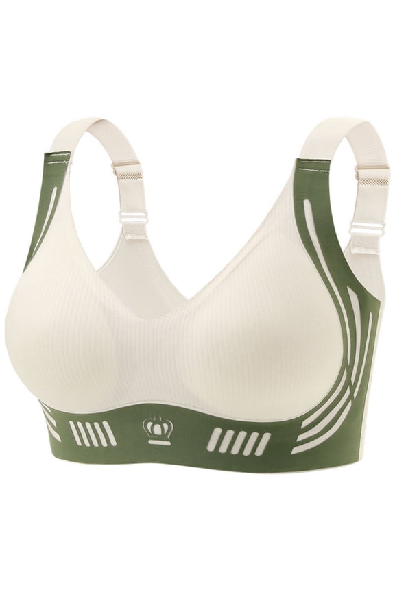 Women Sports Bra Full Support Plus Size Wireless Tshirt Bra Color Block Adjustable Bralette High Impact Yoga Bra