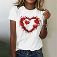 thumbnail image 1 of SOOMLON Women Valentine's Day Tops Girl Friend Valentines Gift Casual Short Sleeve Crewneck T Shirts Cute Heart Print Tops Trendy Festival Clothes 2025 White XL, 1 of 4