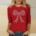 thumbnail image 1 of SOOMLON Women Valentine's Day Tops Lover Valentines Gift Loose 3/4 Sleeve Crew Neck T Shirts Cute Heart Print Blouses Trendy Holiday Outfits 2025 Red L, 1 of 4