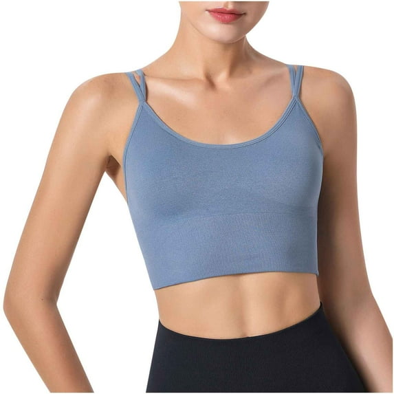 SOOMLON Women's Bras Yoga Sleeveless Blouse Cold Shoulder Tanks Tops Athletic Bra Workout Bra Sky Blue XL