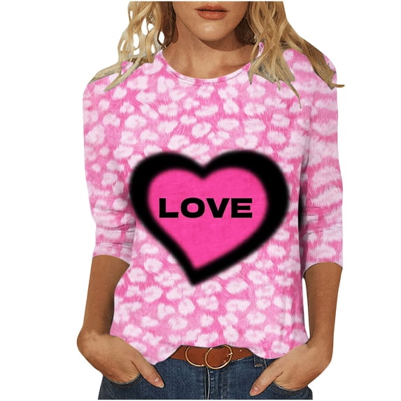 SOOMLON Women's Breast Cancer Awareness Graphic T-Shirt Tops Pink Ribbon Women's Blessed Breast Cancer Awareness T-Shirt 3/4 Sleeve Crew Neck Vintage Tee S