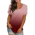 thumbnail image 1 of SOOMLON Women's Summer Casual Short Sleeve Going Out Y2K Tshirts Tops Y2k Shirt Summer T-Shirt Gradient O Neck Pullover Short Sleeve Tops Pink XL, 1 of 6