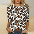 thumbnail image 1 of SOOMLON Womens 3/4 Length Sleeve Blouses Plus Size Baseball Mom Cotton Tops Casual Round Neck Shirts Cute Football Print T Shirts 2025 Trendy Spring Summer Ladies Tops Loose Game Day Blouses XL, 1 of 5