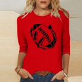 thumbnail image 1 of SOOMLON Womens 3/4 Length Sleeve Blouses Plus Size Tunic Game Day Tops Casual Crew Neck Shirts Cute Football Mom Print T Shirts 2025 Trendy Spring Summer Ladies Tops Loose Fit Outfits Pullover Red XL, 1 of 4