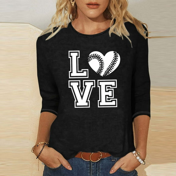 SOOMLON Womens 3/4 Length Sleeve Blouses Plus Size Tunic Game Day Tops Casual Crew Neck Shirts Cute Football Mom Print T Shirts 2025 Trendy Spring Summer Ladies Tops Loose Outfits Pullover Black 4X