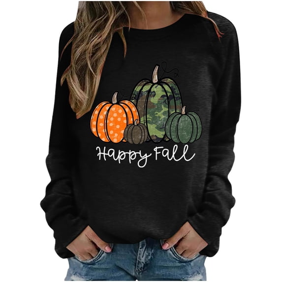 SOOMLON Womens Halloween Costumes Women Halloween Sweatshirt Pumpkin Sweatshirt Vintage Long Sleeve Crew Neck Pumpkin Top Scary and Stylish Halloween Attire Holiday T-Shirt Red XXL