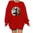thumbnail image 1 of SOOMLON Womens Halloween Shirts and Sweatshirts Halloween Witch T-Shirt Broom Witch Top Ghost Print Shirts Spider Web Graphic T-shirt Breakfast Letter Print Tops Red 2XL, 1 of 5