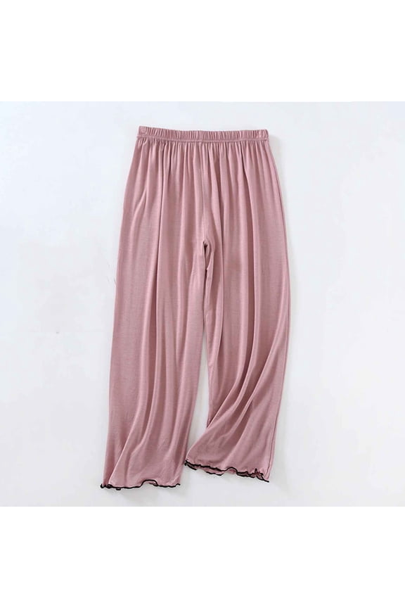 Womens Pajama Pants Cozy Solid Pajama Bottoms Adult Loose Warm Winter Lounge Sleepwear Pjs Pants Stretchy Cozy Straight Leg Pants Nightwear Purple M