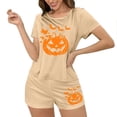 thumbnail image 1 of SOOMLON Womens Pajamas Shorts 2 Piece Comfy Lounge Sets Short Sleeve Shirts Halloween Pumpkin Print Sleepwear Set, 1 of 7