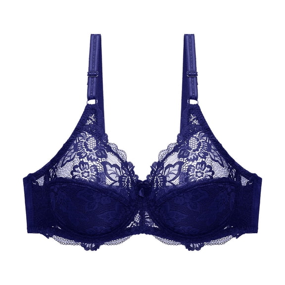 SOOMLON Womens Push Up Bra Lace Underwire Double Breasted Push Up Bra Everyday Underwear Running Bra Blue XL