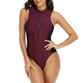 thumbnail image 1 of SOOMLON Womens Tummy Control One Piece Bathing Suits Zipper Swimsuit Diving Surfing Suit Swimwear 2023 Swimwear Easter St. Patrick’s Day Irish Shamrock Women's 2023 Summer Girl Swimsuit Wine L, 1 of 9