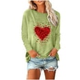 thumbnail image 1 of SOOMLON Womens Valentines Day Blouses Lover Valentines Gift Comfy Long Sleeve Scoop Neck T Shirts Funny Heart Graphic Tops Fashion Holiday Clothes 2025 Green M, 1 of 4