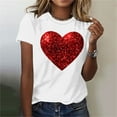 thumbnail image 1 of SOOMLON Womens Valentines Day Shirts Couple Valentines Gift Casual Short Sleeve Round Neck Shirts Cute Heart Print Tees Trendy Valentines Outfits 2025 White XL, 1 of 4