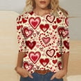 thumbnail image 1 of SOOMLON Womens Valentines Day Shirts Lover Valentines Gift Plus Size Comfy 3/4 Sleeve Round Neck Shirts Funny Love Heart Graphic Blouses Fashion Holiday Clothes 2025 Multicolor 4XL, 1 of 1