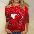 thumbnail image 1 of SOOMLON Womens Valentines Day Tops Couple Valentines Gift Tunic 3/4 Sleeve Scoop Neck T Shirts Funny Love Heart Graphic Tops Fashion Valentines Clothes 2025 Multicolor XL, 1 of 5