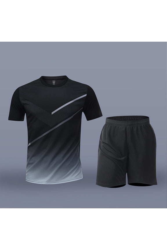 Workout Sets for Men 2 Piece Big and Tall Breathable Mesh Tees Elastic Waist Shorts Quick Dry Athleisure Set