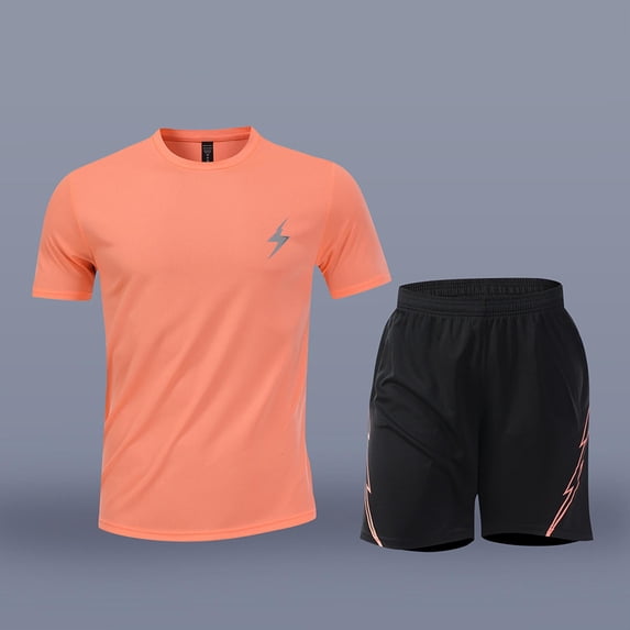 SOOMLON Workout Sets for Men 2 Piece Big and Tall Mesh Breathable Quick Dry Shirts Elastic Waist Shorts Gradient Outfits