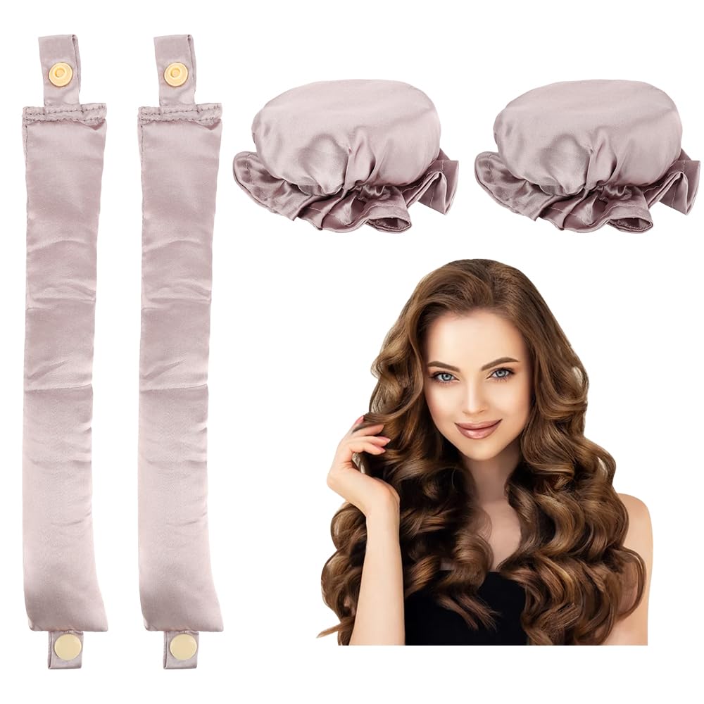 SOONEL Satin Heatless Hair Curler 2 Set/4 PCS, Pillow Soft Rollers with