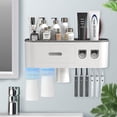 thumbnail image 1 of SOONHUA 3 Cups Toothbrush Holder Wall Mounted Automatic Toothpaste Dispenser for Bathroom, Toothbrush and Toothpaste Holder, Toothpaste Dispensers, with Drawer, Large Capacity Tray, Cosmetic Drawer, 1 of 13