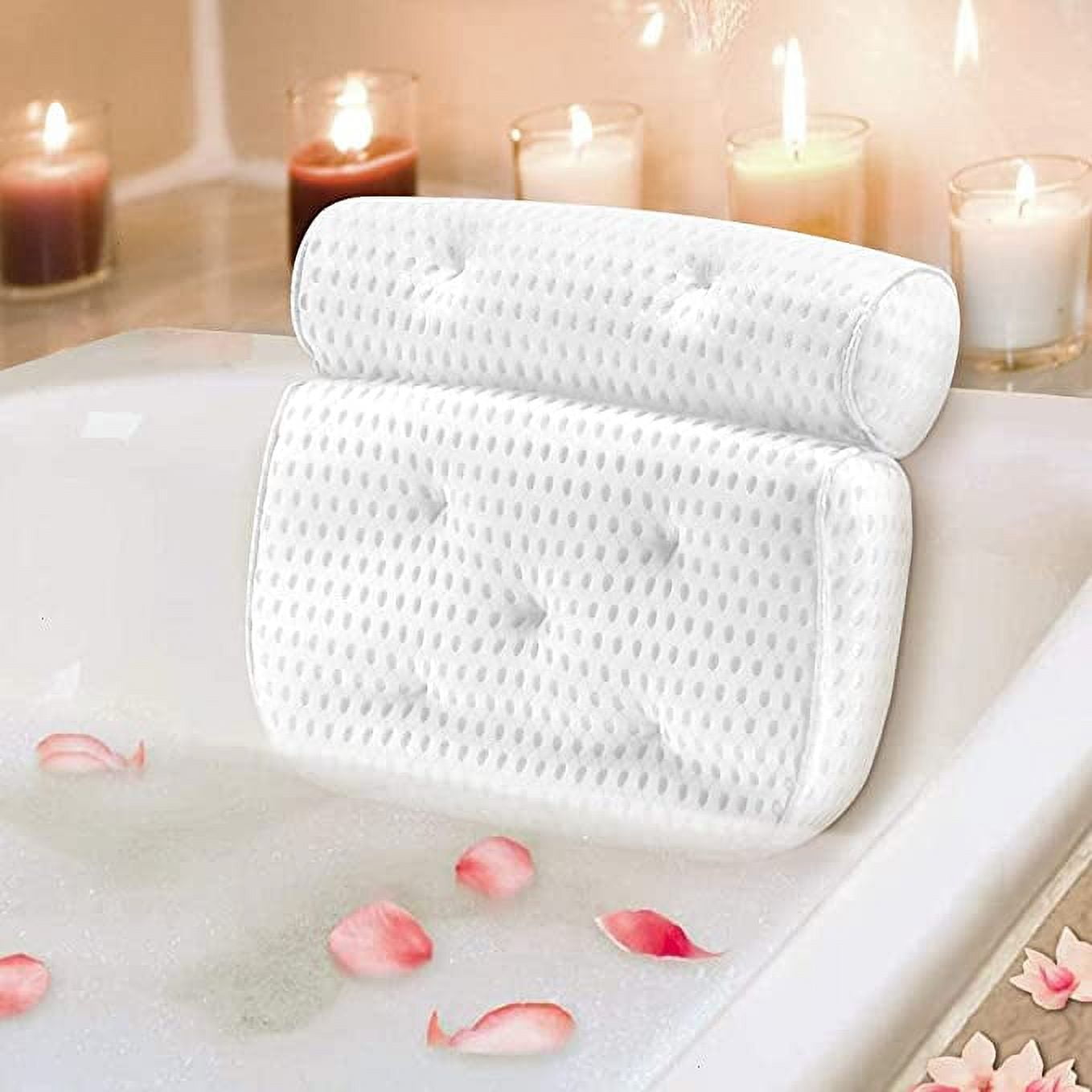 SOONHUA Bath Pillow - 4D Air Mesh Spa Cushion for Tub - Supports Neck, Head, Shoulder, Back ...