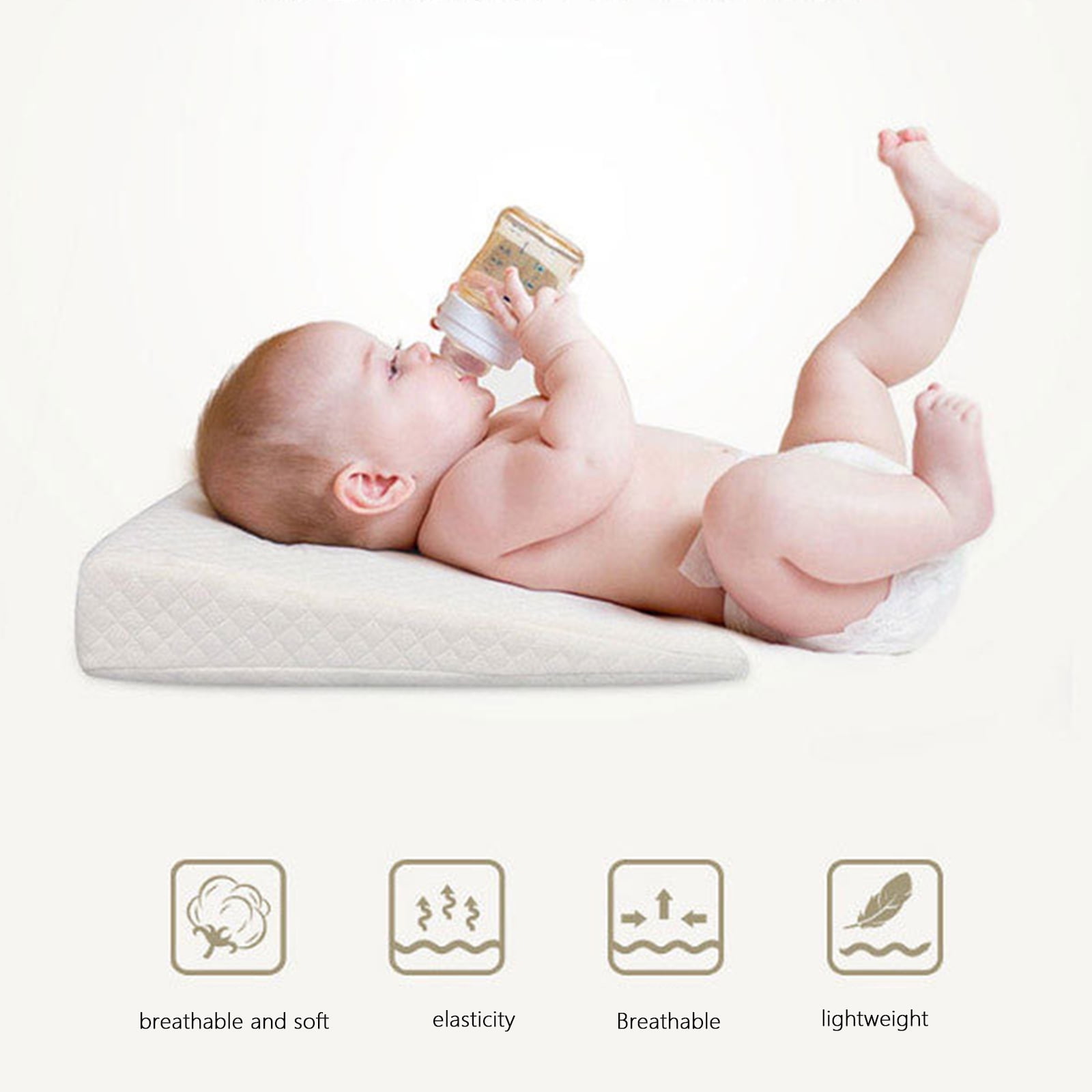 SOONHUA Bed Wedge Pillow For Sleeping, Std Size -(White), Memory Foam Mattress Topper For Back Pain Relief, Neck Pain Relief, Headache Relief