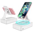 thumbnail image 1 of SOONHUA Cell Phone Stand with Wireless Bluetooth Speaker Compatible with Phone/Samsung/iPad Tablet, Anti-Slip Design Phone Stand with HD Surround Sound for Home, Office, Outdoor, White, 1 of 8